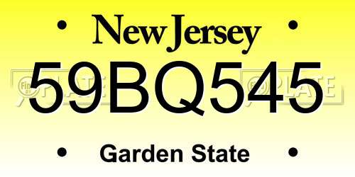 59BQ545 New Jersey License Plate