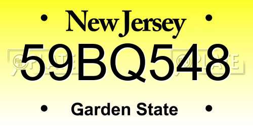 59BQ548 New Jersey License Plate