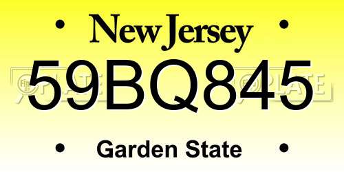 59BQ845 New Jersey License Plate