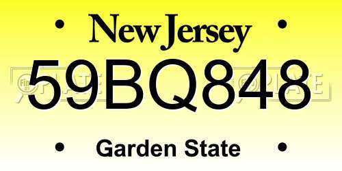 59BQ848 New Jersey License Plate
