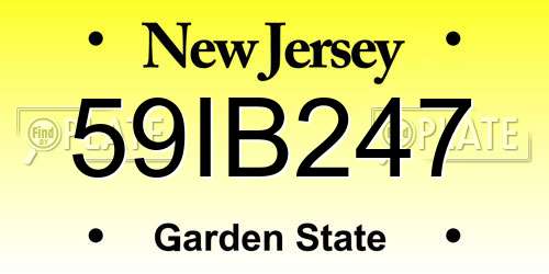 59IB247 New Jersey License Plate