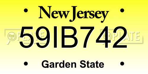 59IB742 New Jersey License Plate