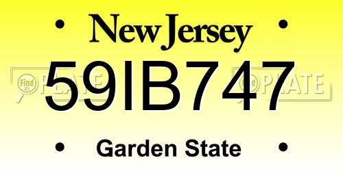 59IB747 New Jersey License Plate