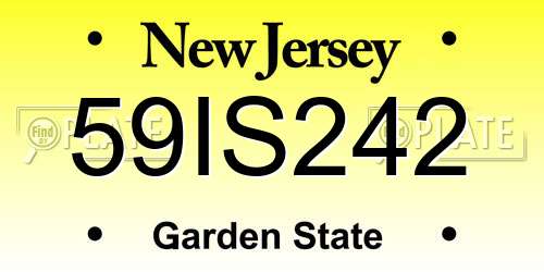 59IS242 New Jersey License Plate