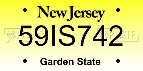 59IS742 New Jersey License Plate