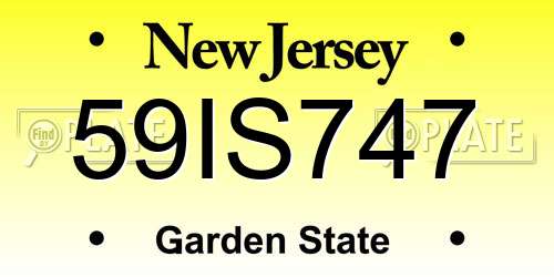 59IS747 New Jersey License Plate