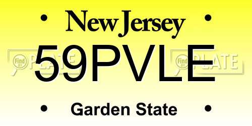 59PVLE New Jersey License Plate