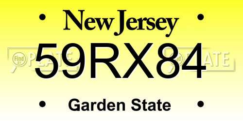59RX84 New Jersey License Plate
