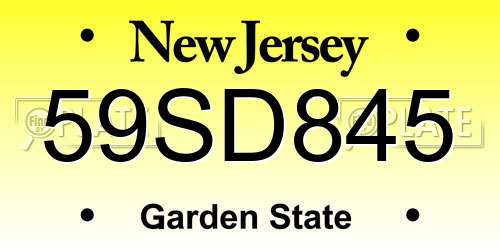 59SD845 New Jersey License Plate