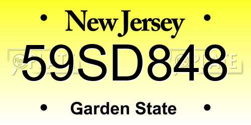 59SD848 New Jersey License Plate