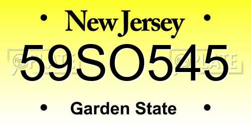 59SO545 New Jersey License Plate