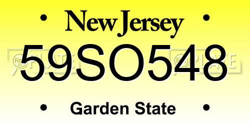 59SO548 New Jersey License Plate