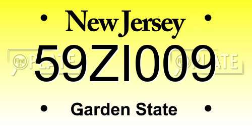 59ZI009 New Jersey License Plate