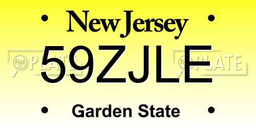 59ZJLE New Jersey License Plate