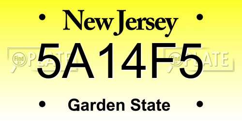 5A14F5 New Jersey License Plate