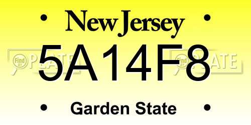 5A14F8 New Jersey License Plate