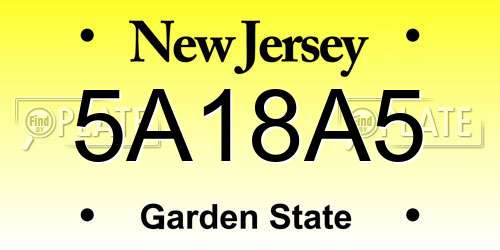 5A18A5 New Jersey License Plate