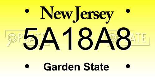5A18A8 New Jersey License Plate