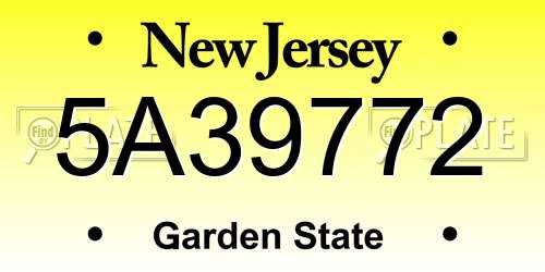 5A39772 New Jersey License Plate