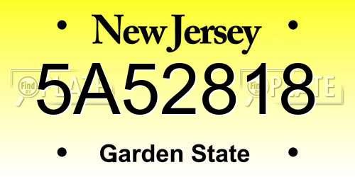 5A52818 New Jersey License Plate