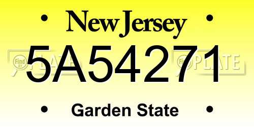 5A54271 New Jersey License Plate