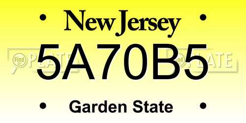 5A70B5 New Jersey License Plate
