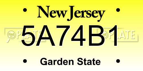 5A74B1 New Jersey License Plate