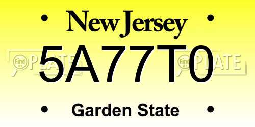 5A77T0 New Jersey License Plate