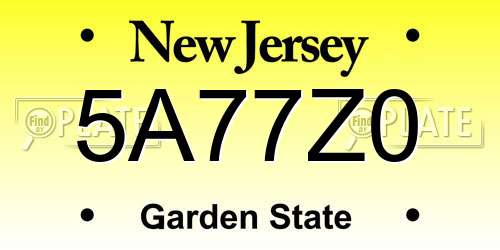 5A77Z0 New Jersey License Plate