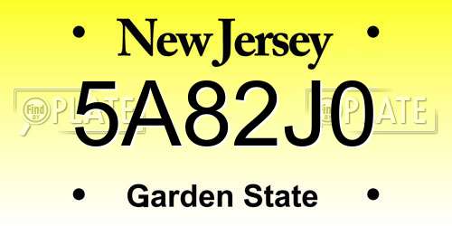 5A82J0 New Jersey License Plate