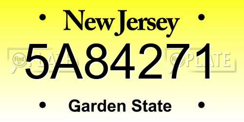 5A84271 New Jersey License Plate