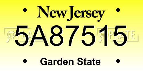 5A87515 New Jersey License Plate