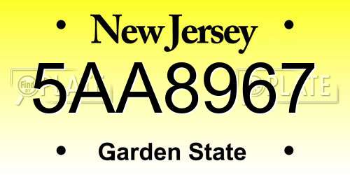 5AA8967 New Jersey License Plate