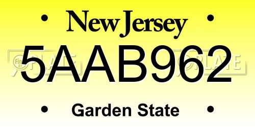 5AAB962 New Jersey License Plate