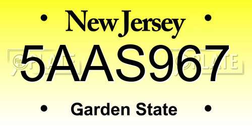 5AAS967 New Jersey License Plate