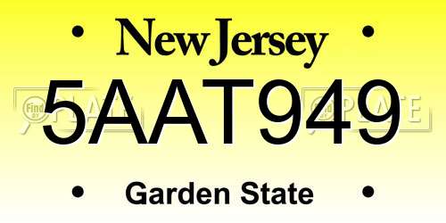 5AAT949 New Jersey License Plate