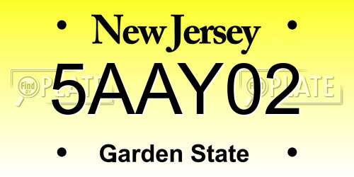 5AAY02 New Jersey License Plate