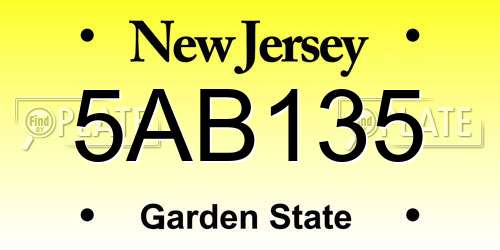 5AB135 New Jersey License Plate