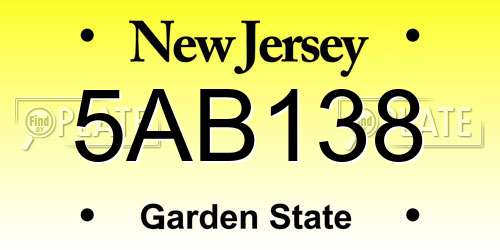 5AB138 New Jersey License Plate