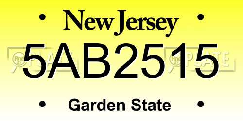 5AB2515 New Jersey License Plate