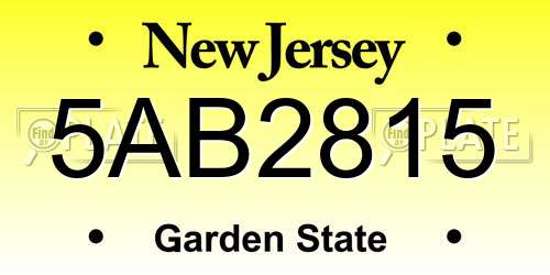 5AB2815 New Jersey License Plate