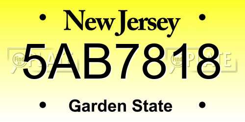 5AB7818 New Jersey License Plate
