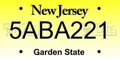 5ABA221 New Jersey License Plate