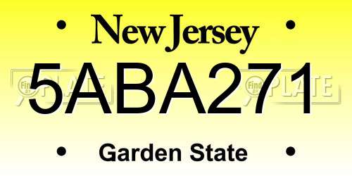 5ABA271 New Jersey License Plate