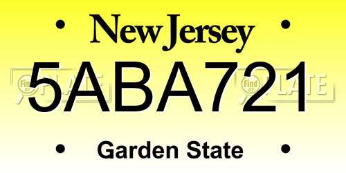 5ABA721 New Jersey License Plate