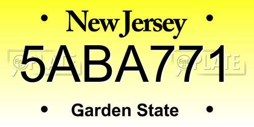 5ABA771 New Jersey License Plate