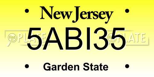 5ABI35 New Jersey License Plate
