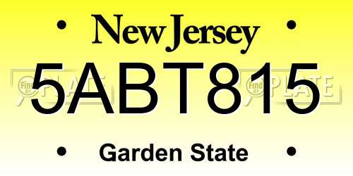 5ABT815 New Jersey License Plate