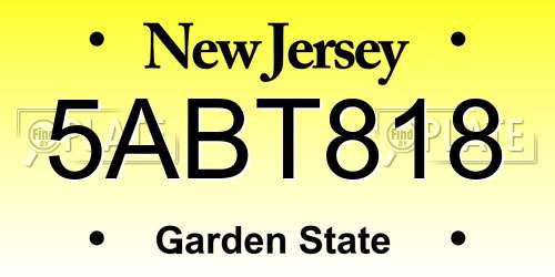 5ABT818 New Jersey License Plate