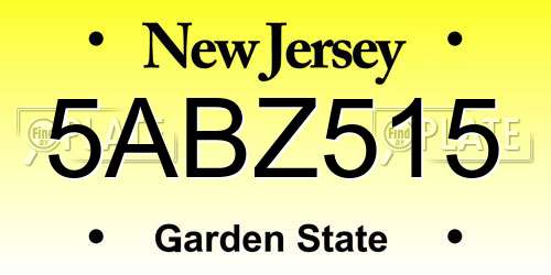 5ABZ515 New Jersey License Plate